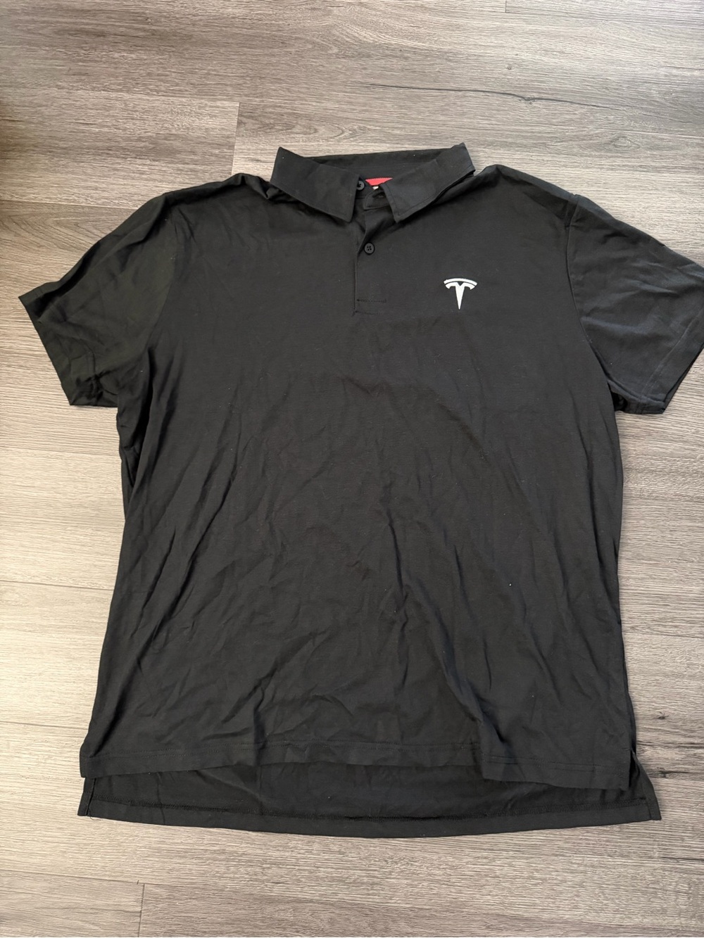 Tesla Black Polo with White Chest Logo
